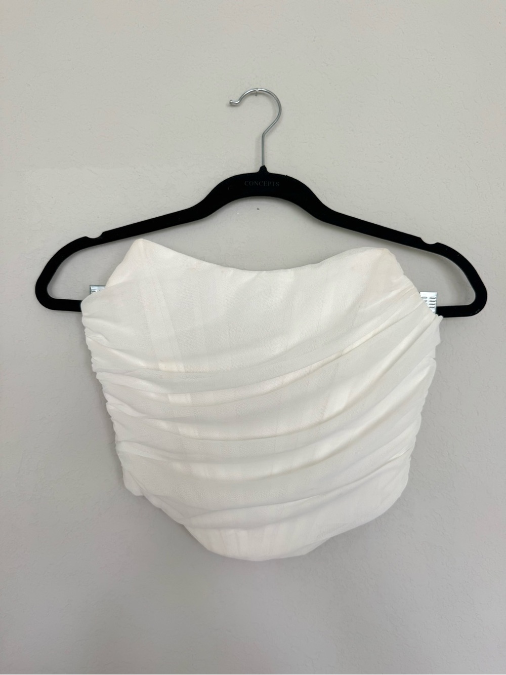 White Ruched Corset Structured Top